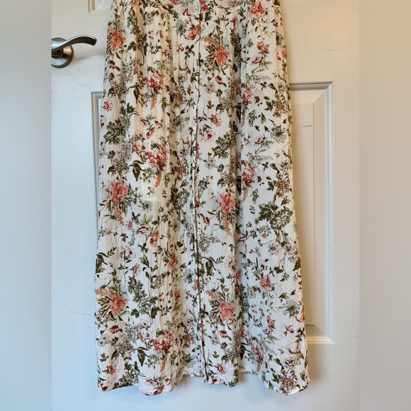 Frye White Floral Sleeveless Crinkle Button Up Midi Dress - Picture 6 of 9